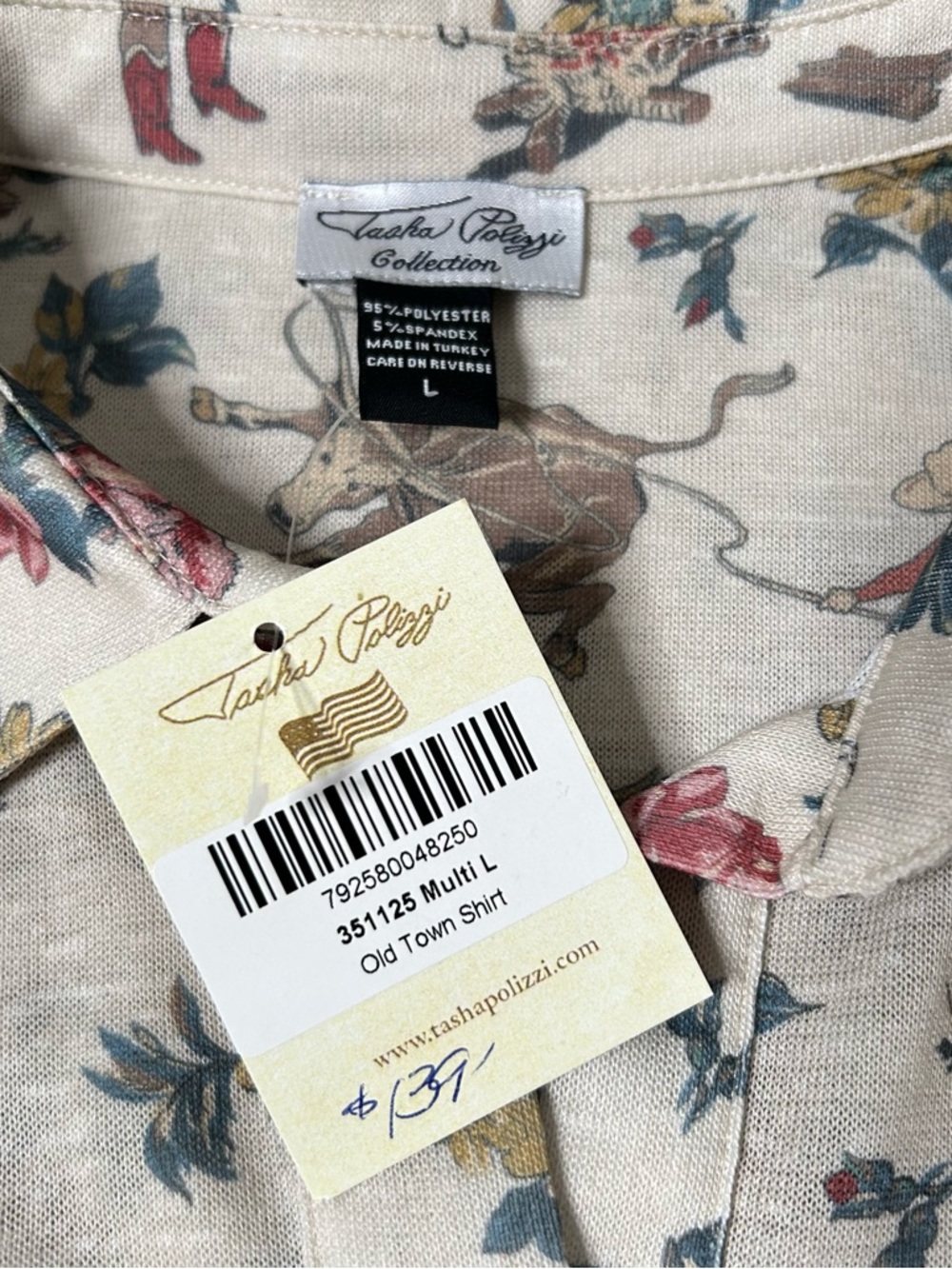 NWT Tasha Polizzi Cowboy & Floral Print Old Town Shirt Size Large Southwest Boho - Picture 3 of 11